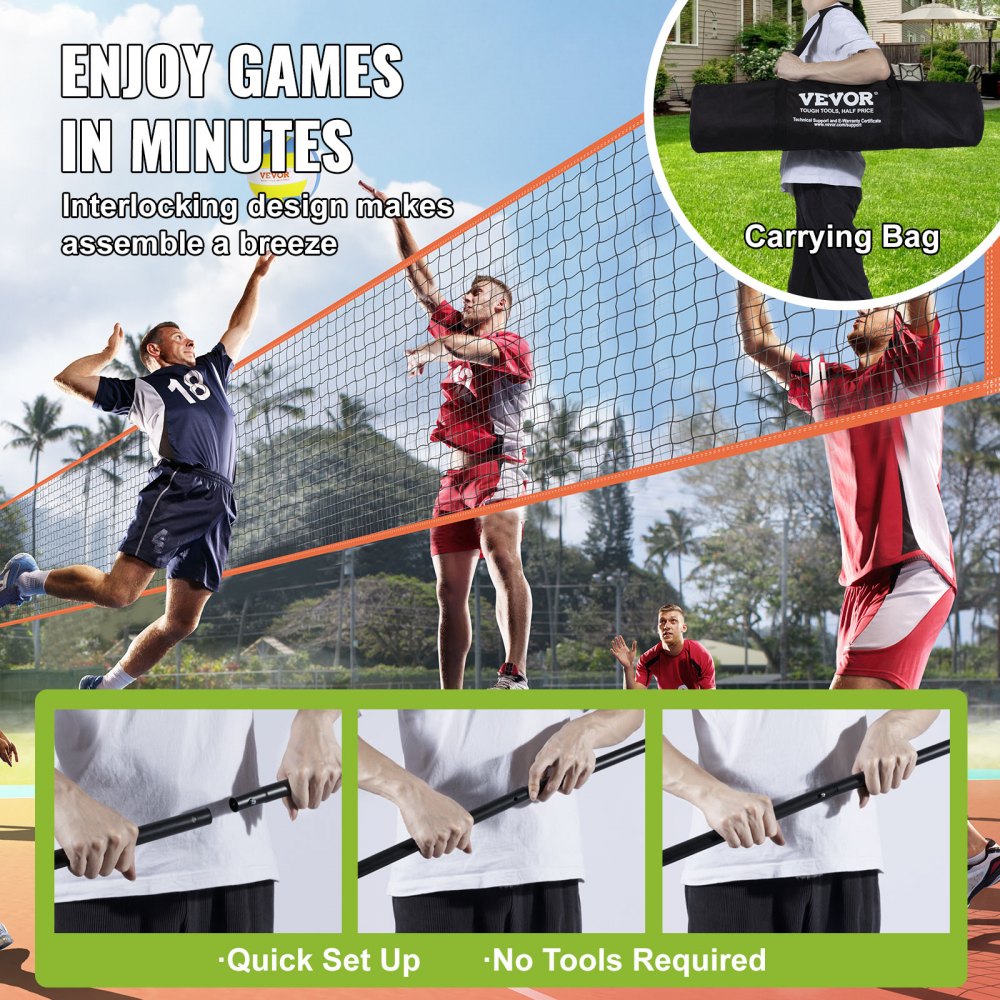 4-Way Volleyball Net, Adjustable Height Badminton Net Set for Backyard Beach Lawn, Outdoor Portable Volleyball Net with Carrying Bag, 4 Square Quick Assemble Game Set For Kids And Adults