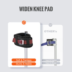 Adjustable aluminum drywall stilts in silver with PVC knee pads and textured rubber bases.