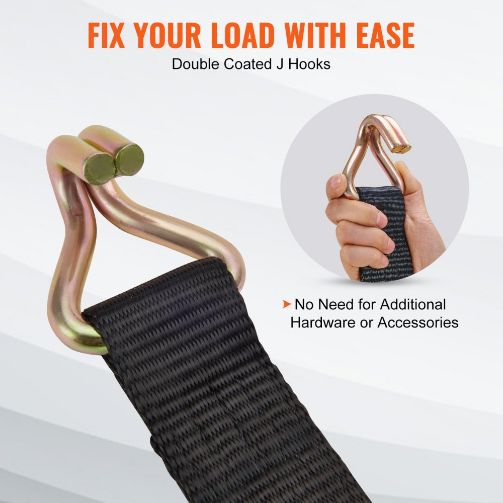 Ratchet Tie Down Straps (4PK), 11128 lb Break Strength, Double J Hook Includes 4 Premium 2" x 8` Rachet Tie Downs with Padded Handles, for Moving Securing Cargo, Appliances, Lawn Equipment
