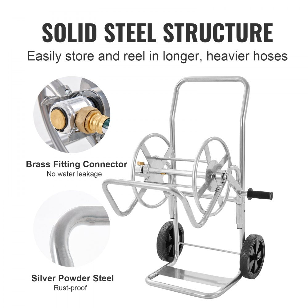 Hose Reel Cart, Hold Up to 200 ft of 5/8’’ Hose (Hose Not Included), Garden Water Hose Carts Mobile Tools with Wheels, Heavy Duty Powder-coated Steel Outdoor Planting for Garden, Yard, Lawn