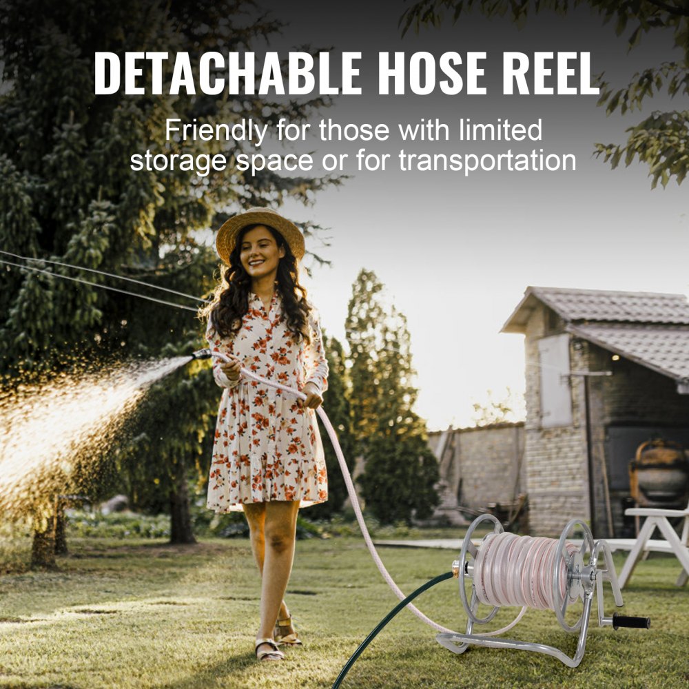Hose Reel Cart, Hold Up to 200 ft of 5/8’’ Hose (Hose Not Included), Garden Water Hose Carts Mobile Tools with Wheels, Heavy Duty Powder-coated Steel Outdoor Planting for Garden, Yard, Lawn