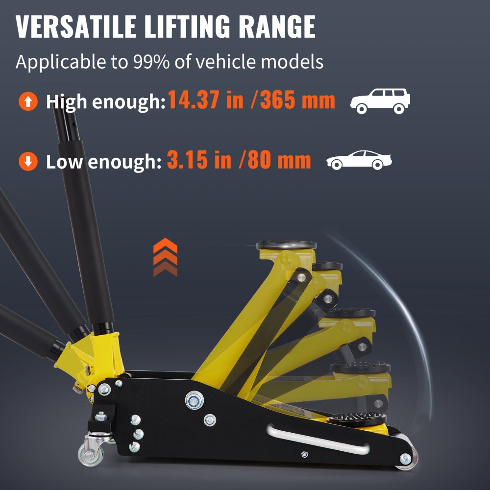 1.5 Ton Low Profile Aluminum Steel Racing Floor Jack Dual Pump Lift Car