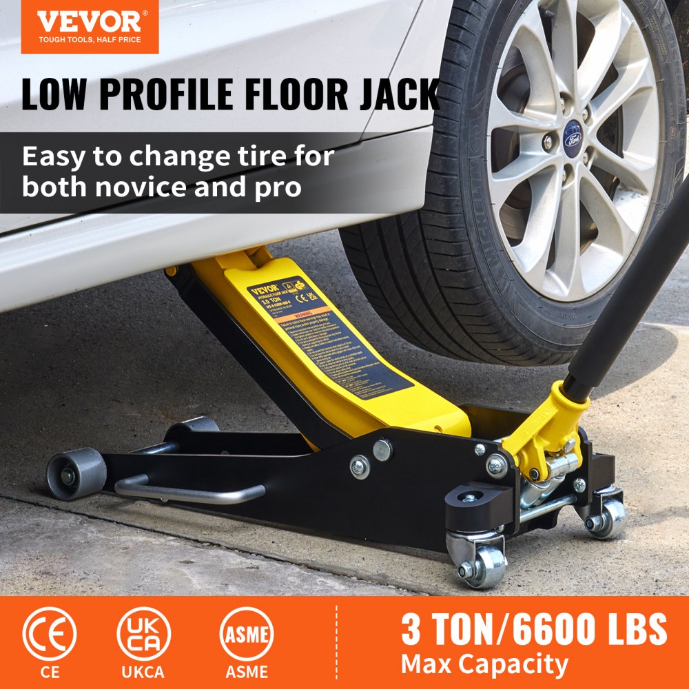 3 Ton Low Profile Aluminum Steel Racing Floor Jack Dual Pump Lift Car Auto