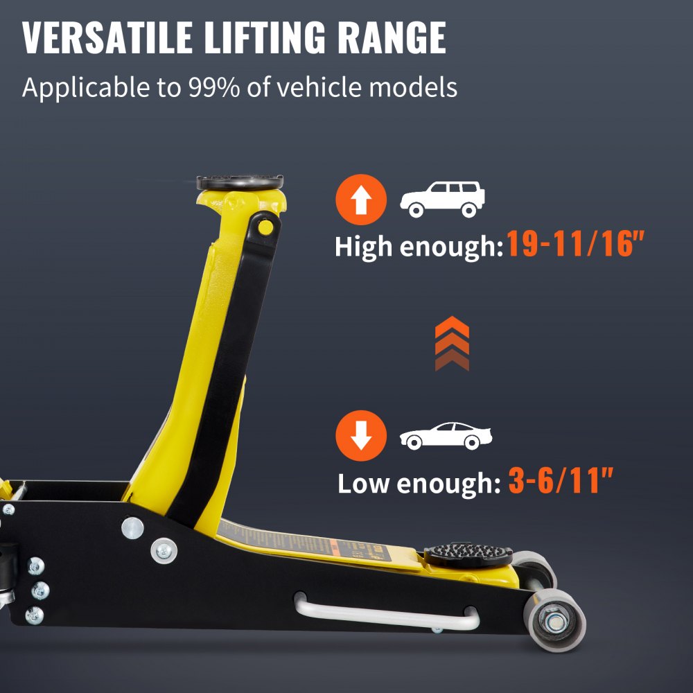 3 Ton Low Profile Aluminum Steel Racing Floor Jack Dual Pump Lift Car Auto