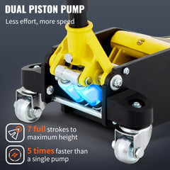 3 Ton Low Profile Aluminum Steel Racing Floor Jack Dual Pump Lift Car Auto