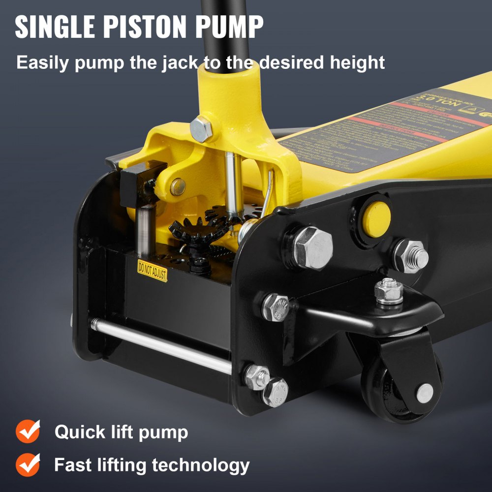 Low Profile Floor Jack 3 Ton Heavy Steel Single Piston Hydraulic Pump