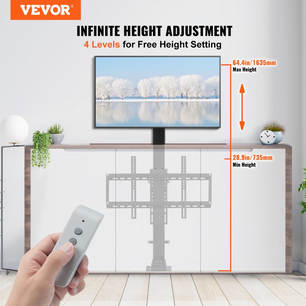 Motorized TV Lift Stroke Length 39.4 Inches Motorized TV Mount Fit for 32-70 Inch TV Lift with Remote Control Height Adjustable 28.74-68.11 Inch,Load Capacity 154 Lbs