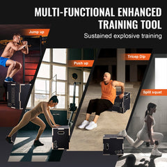 3 in 1 Plyometric Jump Box, 16/14/12 Inch Wooden Plyo Box, Platform & Jumping Agility Box, Anti-Slip Fitness Exercise Step Up Box for Home Gym Training, Conditioning Strength Training, Black