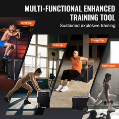3 in 1 Plyometric Jump Box, 24/20/16 Inch Wooden Plyo Box, Platform & Jumping Agility Box, Anti-Slip Fitness Exercise Step Up Box for Home Gym Training, Conditioning Strength Training, Black