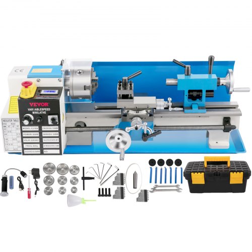 Bostome 7"x14" Mini Metal Lathe with a powerful motor and adjustable tailstock for precision tasks.