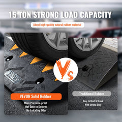 Rubber Curb Ramp 4.25" Rise Height Sidewalk Curb Ramp, 11.8" Width 19.7" Length Driveway Ramp for Curb, 15T Heavy Duty Rubber Ramp for Forklifts, Trucks, Buses, Cars, Wheelchairs, Bikes