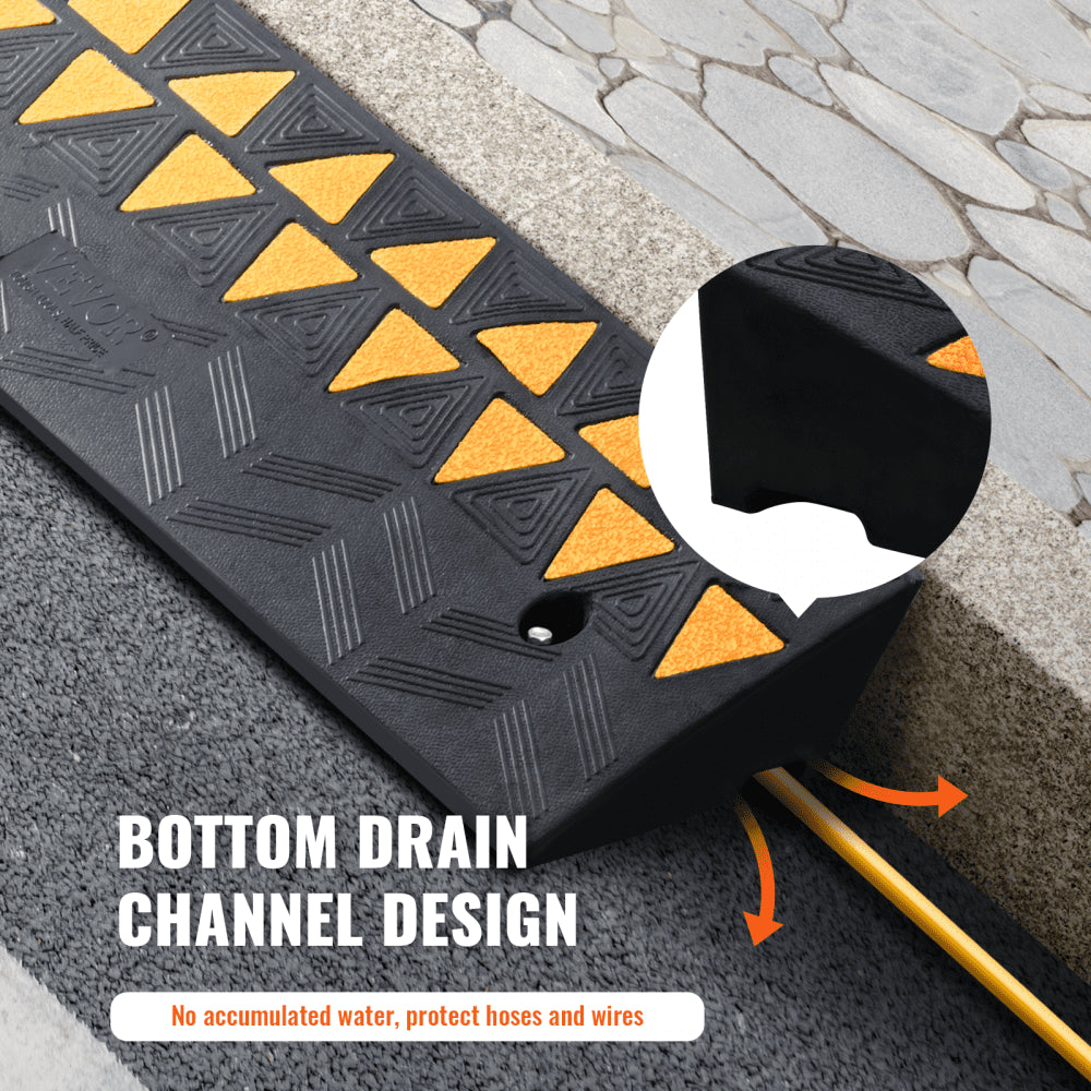 Rubber Curb Ramp 3.7" Rise Height Sidewalk Curb Ramp, 10" Width 39.4" Length Driveway Ramp for Curb, 15T Heavy Duty Rubber Ramp for Forklifts, Trucks, Buses, Cars, Wheelchairs, Bikes
