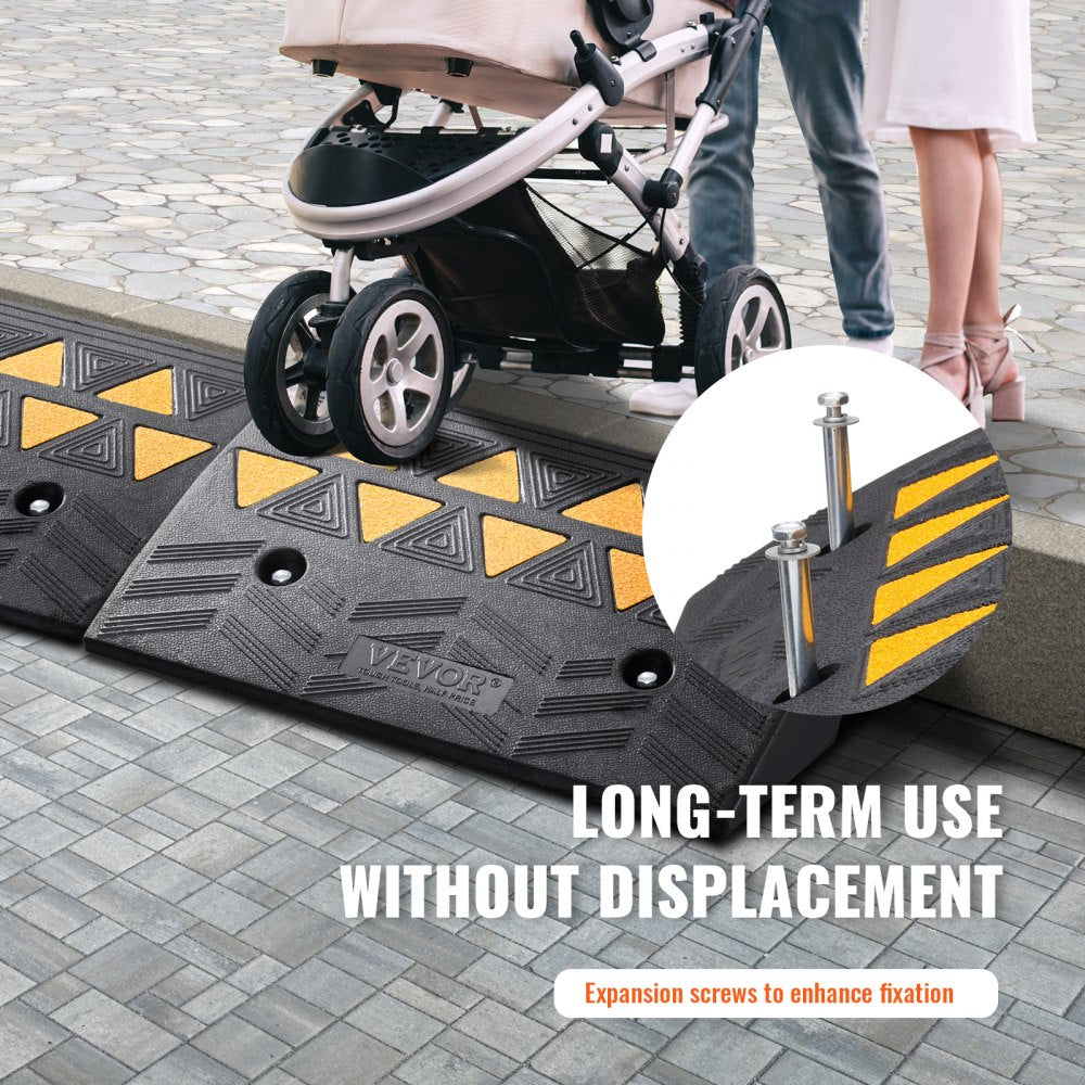 Rubber Curb Ramp 2 Pack, 5" Rise Height Heavy-Duty 33069 lbs/15 T Capacity Threshold Ramps, Driveway Ramps with Stable Grid Structure for Cars, Wheelchairs, Bikes, Motorcycles