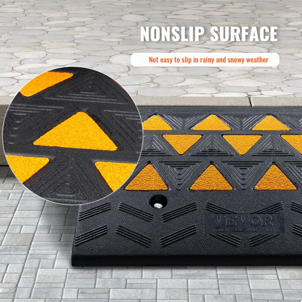 Rubber Curb Ramp 2 Pack, 6" Rise Height Heavy-Duty 33069 lbs/15 T Capacity Threshold Ramps, Driveway Ramps with Stable Grid Structure for Cars, Wheelchairs, Bikes, Motorcycles