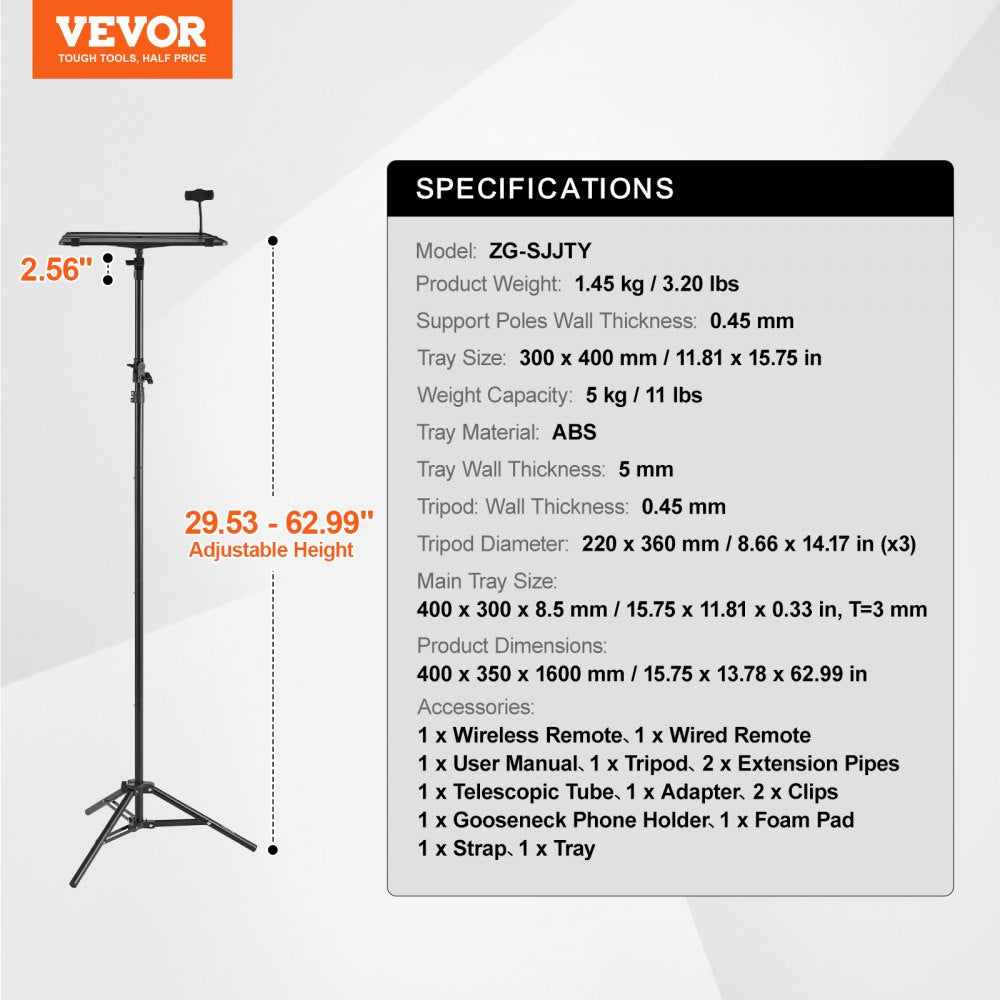 Projector Stand Laptop Stand Tripod Adjustable Height from 26.97 to 63 in