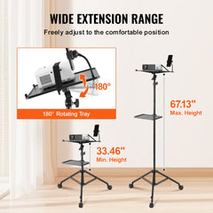 Projector Stand with Wheels Laptop Stand Tripod Height from 31.3 to 67.3"
