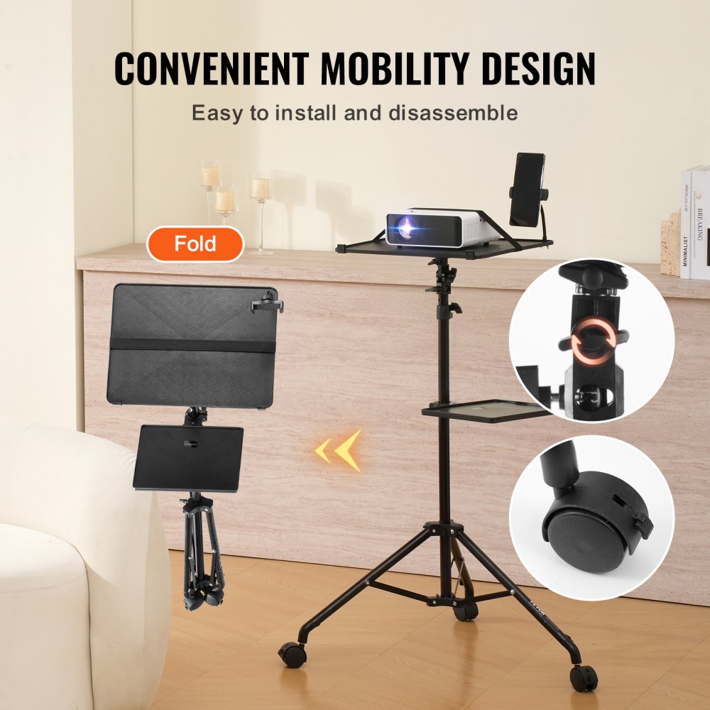 Projector Stand with Wheels Laptop Stand Tripod Height from 31.3 to 67.3"