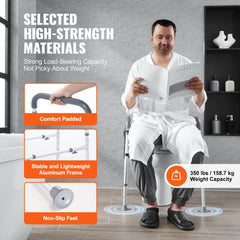 Raised Toilet Seat, 7-Position Height Adjustment 19.3" - 25.2", 350lbs Weight Capacity, with Comfort Padded Aluminum Frame, Universal Toilet Seat Riser, for Elderly, Handicap, Pregnant, Medical