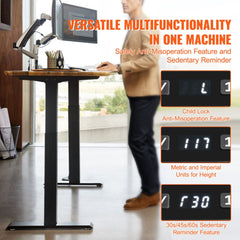 Standing Desk Frame, Adjustable 27.6-46.1 inch Height & 35.4-53.2 inch Length Electric Stand Up Computer Desk Legs, Ergonomic DIY Workstation Base for Home and Office (Black Frame Only)
