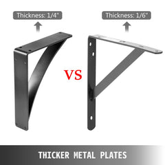 Heavy Duty Shelf Brackets 2 Pack, Floating Shelf Bracket 9x12x4", 450lbs Load Garage Workshop Home Steel Shelf Brackets Hand Welded Triangle Shelf Support Holder Wall Matte Black DIY Rustic