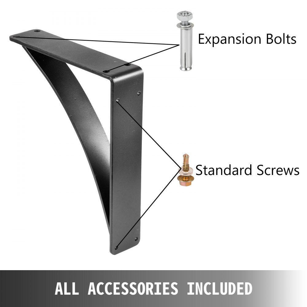 Heavy Duty Shelf Brackets 2 Pack, Floating Shelf Bracket 9x12x4", 450lbs Load Garage Workshop Home Steel Shelf Brackets Hand Welded Triangle Shelf Support Holder Wall Matte Black DIY Rustic