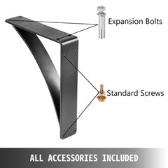 Heavy Duty Shelf Brackets 2 Pack, Floating Shelf Bracket 9x12x4", 450lbs Load Garage Workshop Home Steel Shelf Brackets Hand Welded Triangle Shelf Support Holder Wall Matte Black DIY Rustic