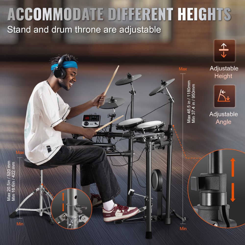 Electric Drum Set Electronic Drum Kit 480 Sounds for Beginners & Adults