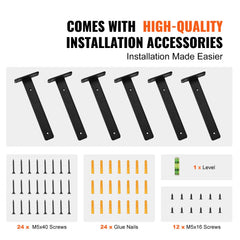 Shelf Bracket, 6”L x 4”W x 1.6”H 6 Pcs, Heavy Duty Floating Shelf Brackets, Brackets for Shelves, 5mm Thick Matte Black L Shelf Bracket,Steel Shelving Brackets with 160 lbs Load Capacity