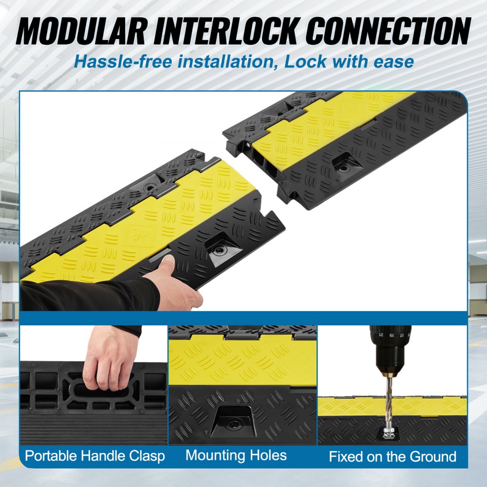 2 Channel Cable Protector Ramp 22000 lbs Load TPU Wire Cable Cover Ramp