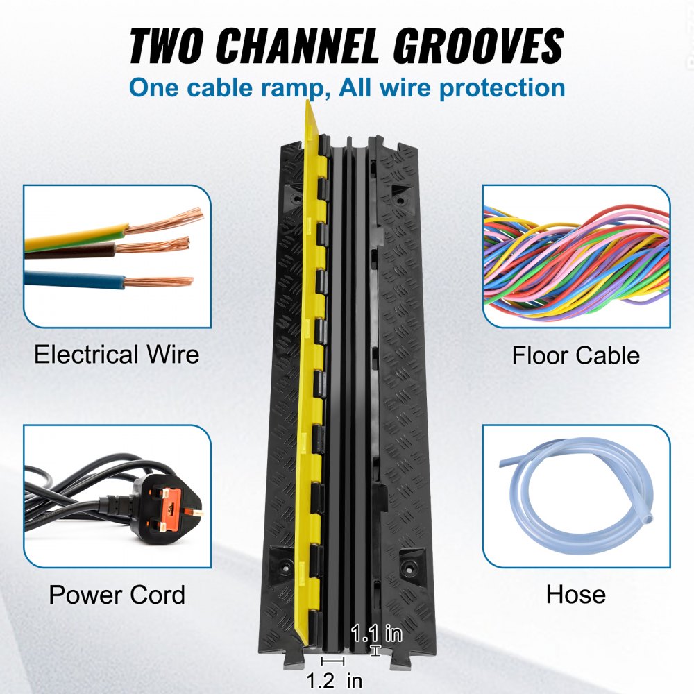 5PCs Cable Protector Ramp 2Channel 22000lbs Load TPU Wire Cable Cover Ramp