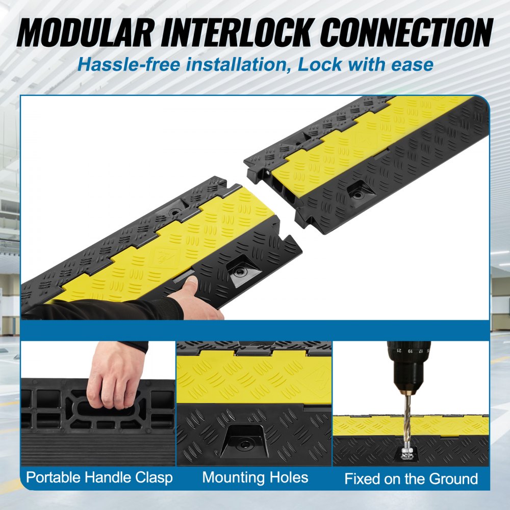 5PCs Cable Protector Ramp 2Channel 22000lbs Load TPU Wire Cable Cover Ramp