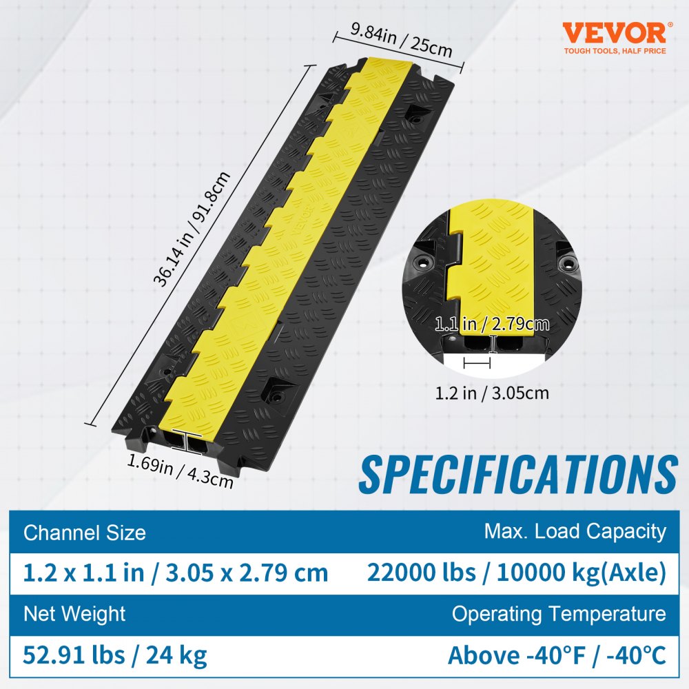 5PCs Cable Protector Ramp 2Channel 22000lbs Load TPU Wire Cable Cover Ramp