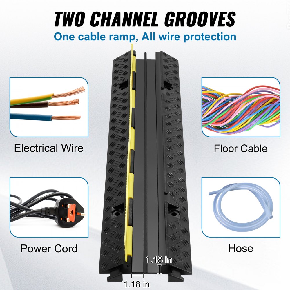 5 PCs Cable Protector Ramp 2 Channel 12000 lbs Load Wire Cable Cover Ramp