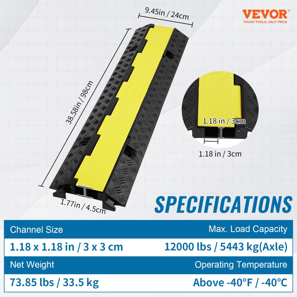 5 PCs Cable Protector Ramp 2 Channel 12000 lbs Load Wire Cable Cover Ramp