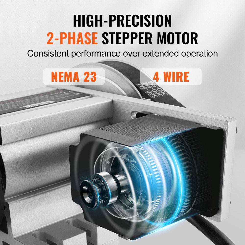 Bostome CNC Dividing Head with K11-100mm 3-jaw chuck and Nema23 stepper motor for precise control.