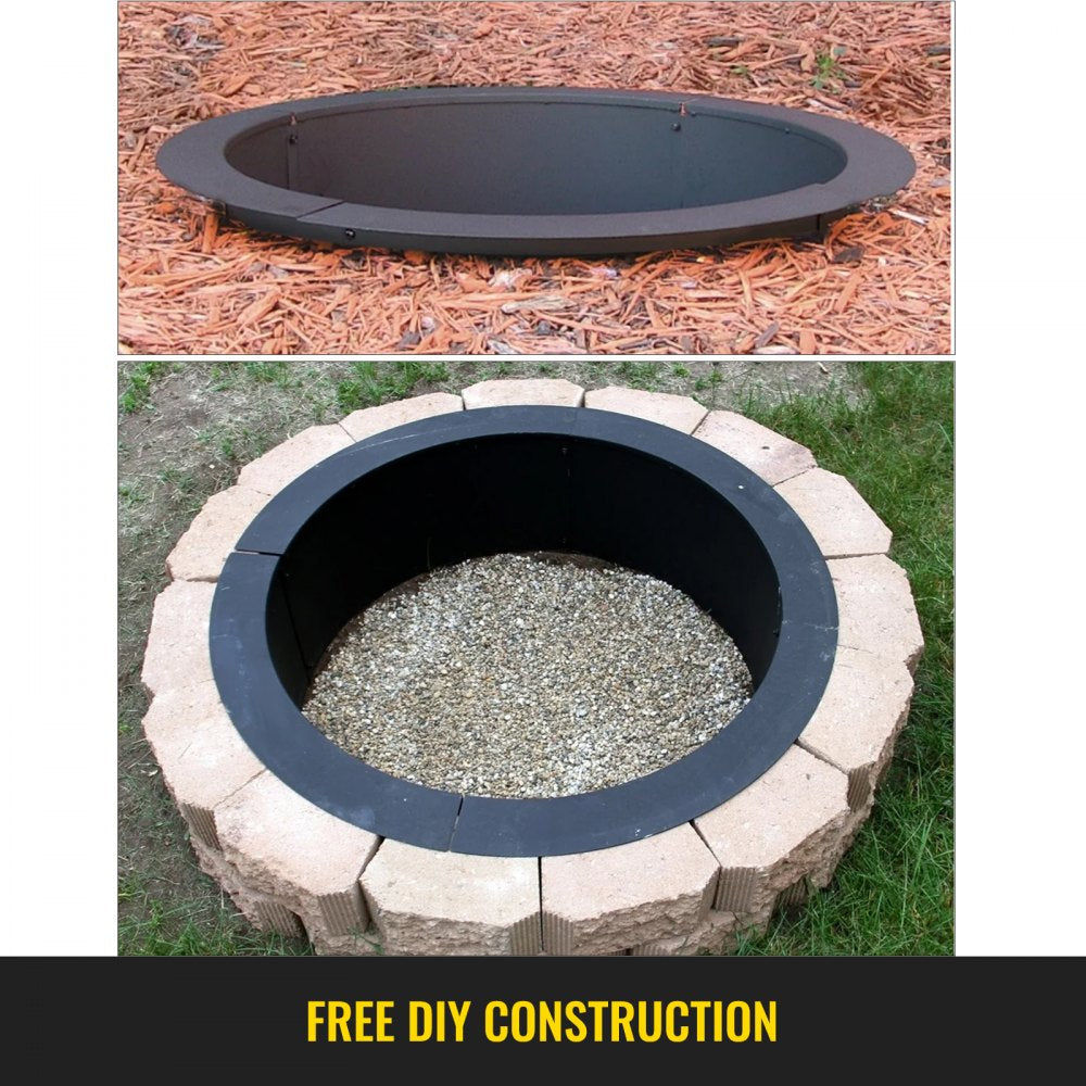 Fire Pit Ring 36-Inch Outer/30-Inch Inner Diameter, Fire Pit Insert 3.0mm Thick Heavy Duty Solid Steel, Fire Pit Liner DIY Campfire Ring Above or In-Ground for Outdoor