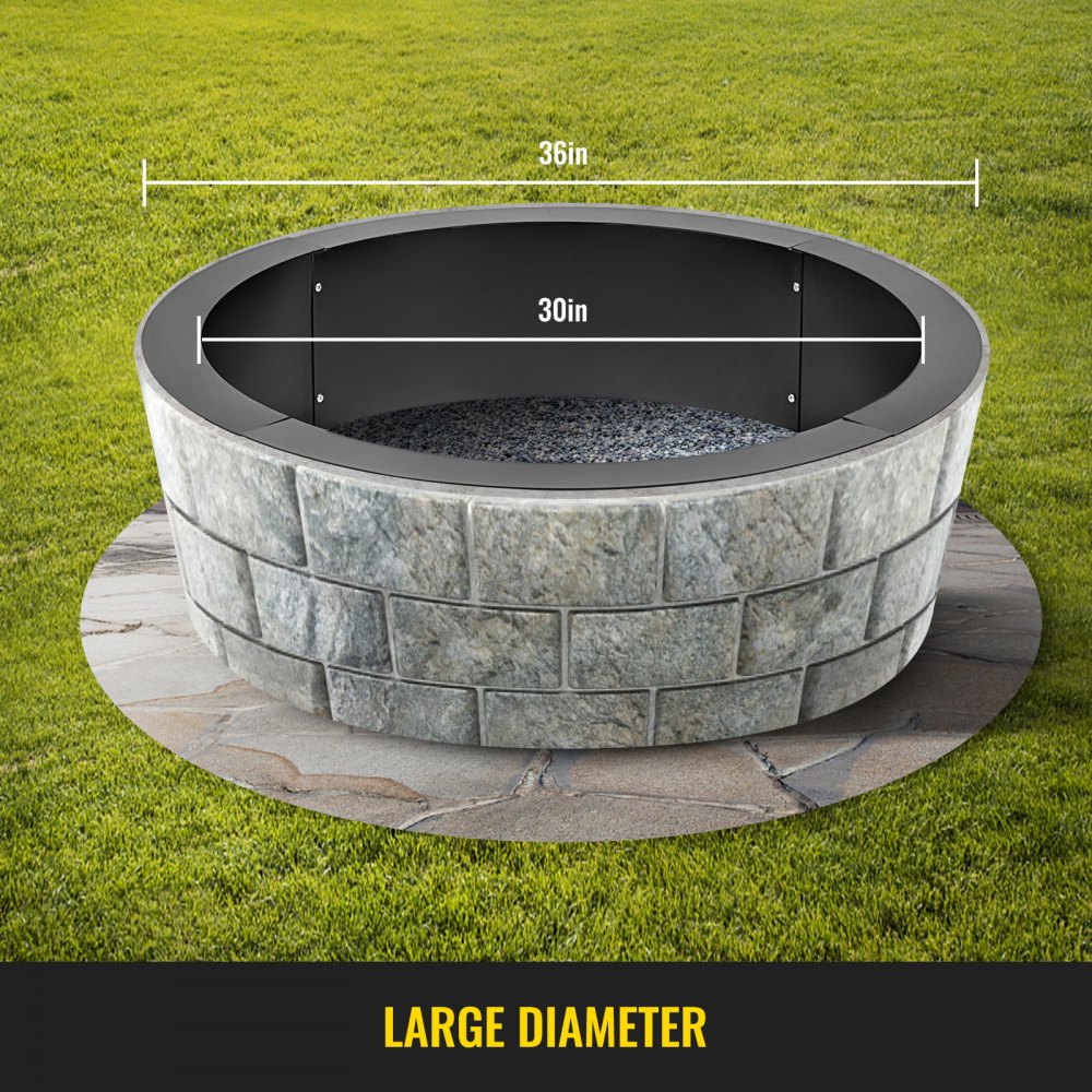 Fire Pit Ring 36-Inch Outer/30-Inch Inner Diameter, Fire Pit Insert 3.0mm Thick Heavy Duty Solid Steel, Fire Pit Liner DIY Campfire Ring Above or In-Ground for Outdoor