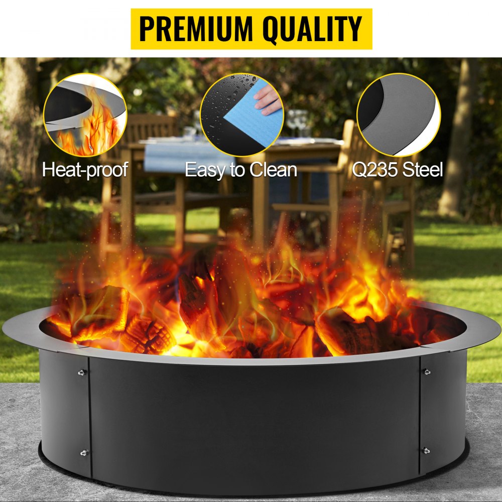 Fire Pit Ring 42-Inch Outer/36-Inch Inner Diameter, Fire Pit Insert 3.0mm Thick Heavy Duty Solid Steel, Fire Pit Liner DIY Campfire Ring Above or In-Ground for Outdoor