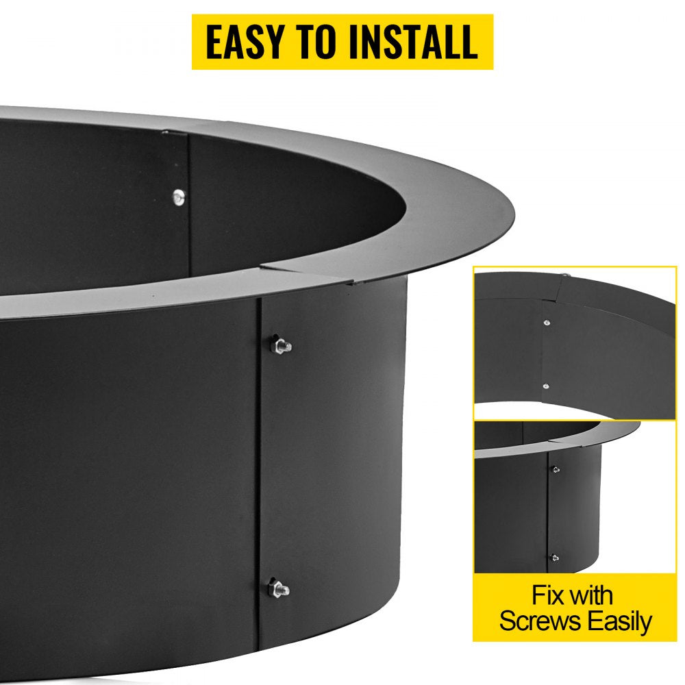 Fire Pit Ring 42-Inch Outer/36-Inch Inner Diameter, Fire Pit Insert 3.0mm Thick Heavy Duty Solid Steel, Fire Pit Liner DIY Campfire Ring Above or In-Ground for Outdoor