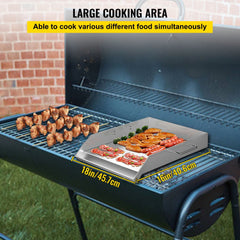 Stainless Steel Griddle,18" X 16" Universal Flat Top Rectangular Plate, BBQ Charcoal/Gas Grill with 2 Handles and Grease Groove with Hole，Grills for Camping, Tailgating and Parties