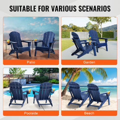 Adirondack Chair Plastic Set of 2 All-Weather Folding Fire Pit Navy Blue