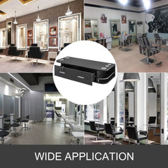 Black Wall Mount Styling Station Classic Locking 2 Drawers Storage Beauty Salon Equipment 5 Hair Dryer Holes Locking Cabinet for Beauty Salon or SPA, Barber Shop, Home & Bathroom