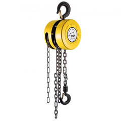 Hand Chain Hoist, 2200 lbs /1 Ton Capacity Chain Block, 15ft/4.5m Lift Manual Hand Chain Block, Manual Hoist w/Industrial-Grade Steel Construction for Lifting Good in Transport & Workshop, Yell