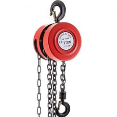 Hand Chain Hoist, 2200 lbs /1 Ton Capacity Chain Block, 7ft/2m Lift Manual Hand Chain Block, Manual Hoist w/ Industrial-Grade Steel Construction for Lifting Good in Transport & Workshop, Red