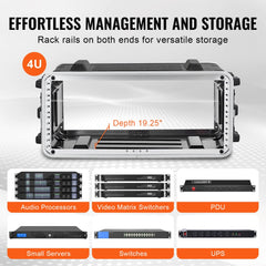 4U Rack Case Server Rack Cabinet 19 in Depth with ABS Construction Handle