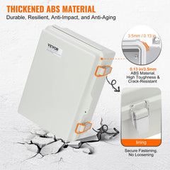 Outdoor Electrical Junction Box, 11.81 x 7.87 x 7.08 in, ABS Plastic Electrical Enclosure Box with Hinged Cover Stainless Steel Latch, IP67 Dustproof Waterproof for Outdoor Electrical Projects
