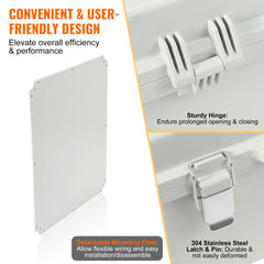 Outdoor Electrical Junction Box, 20.87 x 16.92 x 7.87 in, ABS Plastic Electrical Enclosure Box with Hinged Cover Stainless Steel Latch, IP67 Dustproof Waterproof for Outdoor Electrical Projects