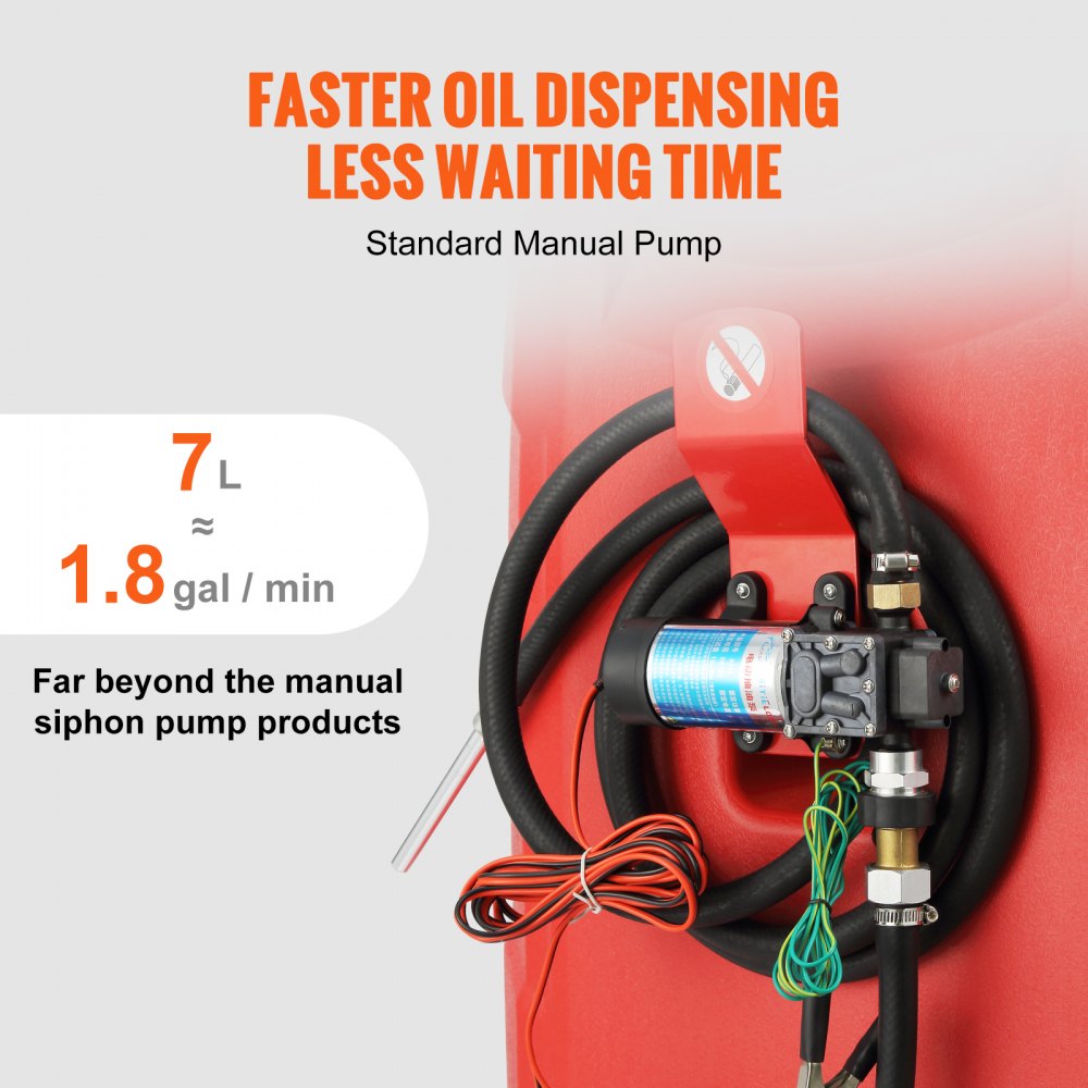 Fuel Caddy, 32 Gallon, Portable Fuel Storage Tank On-Wheels, with 12V DC Transfer Pump, Gasoline Diesel Fuel Container with 8.2 ft Hose, Flow Rate 7L/min, for Trucks, Boats, Lawn Mowers