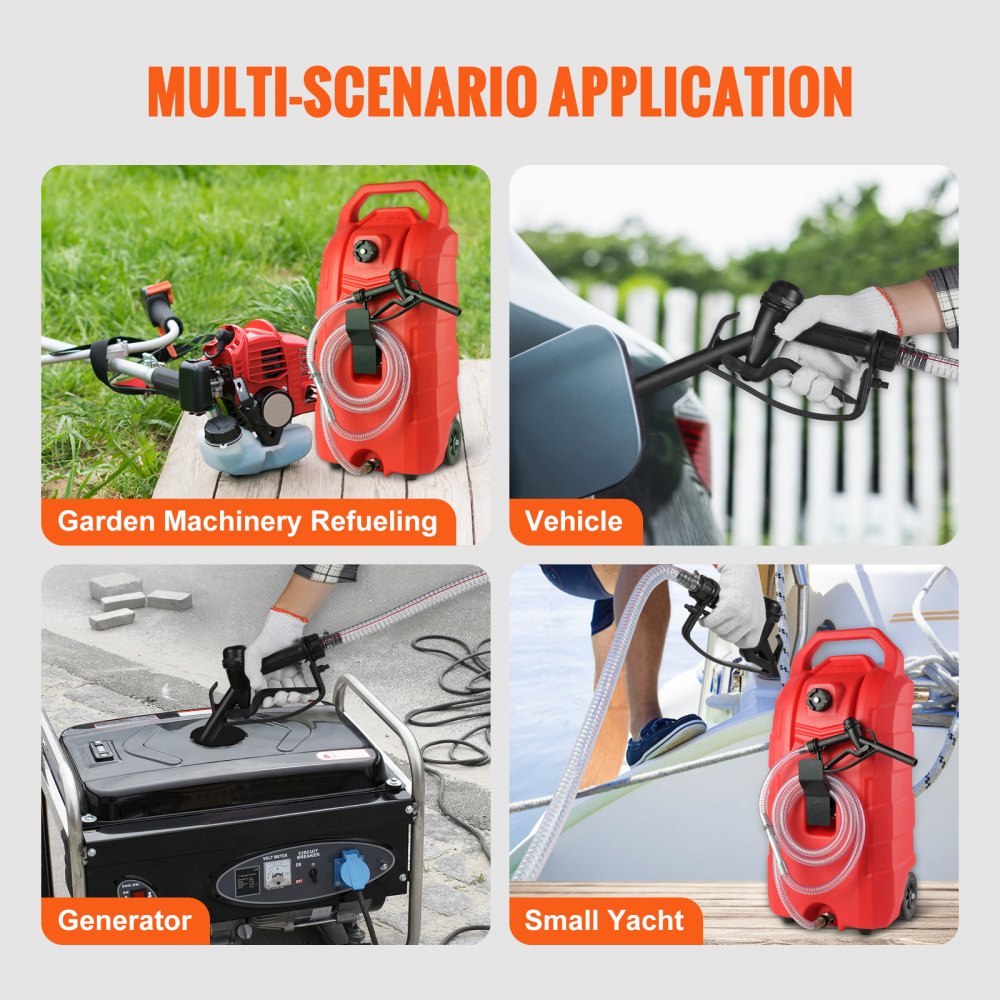 16 Gallon Fuel Caddy, 7.8 L/min, Portable Gas Storage Tank Container with Hand Pump Rubber Wheels, Fuel Transfer Storage Tank for Gasoline Diesel Machine Oil Car Mowers Tractor Boat Motorcycle