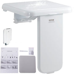 Folding ABS Shower Seat, 15.7`` x 16.7`` Unfolded, Wall Mounted Fold Up Shower Bench with 440 lbs Load Capacity, Space Saving Fold Down Shower Chair for Seniors Pregnant Women Children Adults